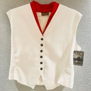 Vintage Saville White and Red Buttoned Vest